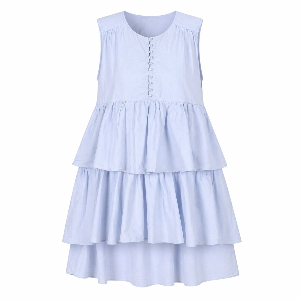 Zara Trafaluc Light Blue Tiered‎ Babydoll mini Dress Small cottagecore girly
